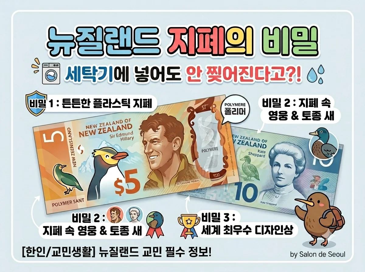 뉴질랜드 지폐 속에 숨겨진 재미있는 5가지 이야기 (세탁기에 넣어도 안 찢어지는 이유!)